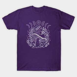 Witchy Moon and Fungi: A Mystical Journey through Dark Academia Goblincore and Cottagecore Mushroom in a Grunge Fantasy T-Shirt